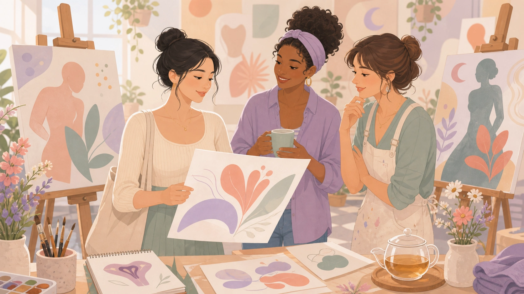 Women understanding body variation in a community art studio