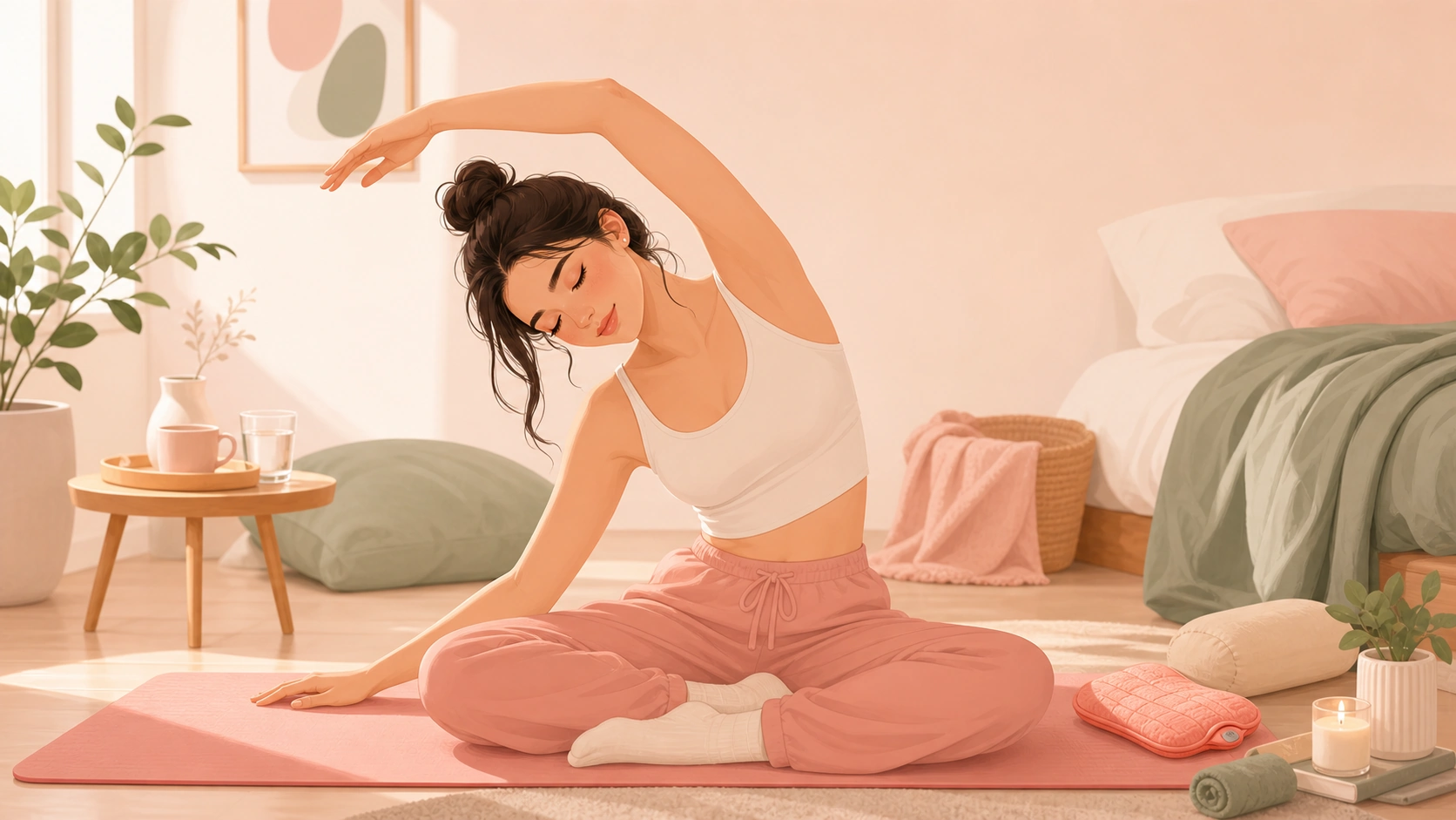 FlowHer article illustration: gentle movement and stretching