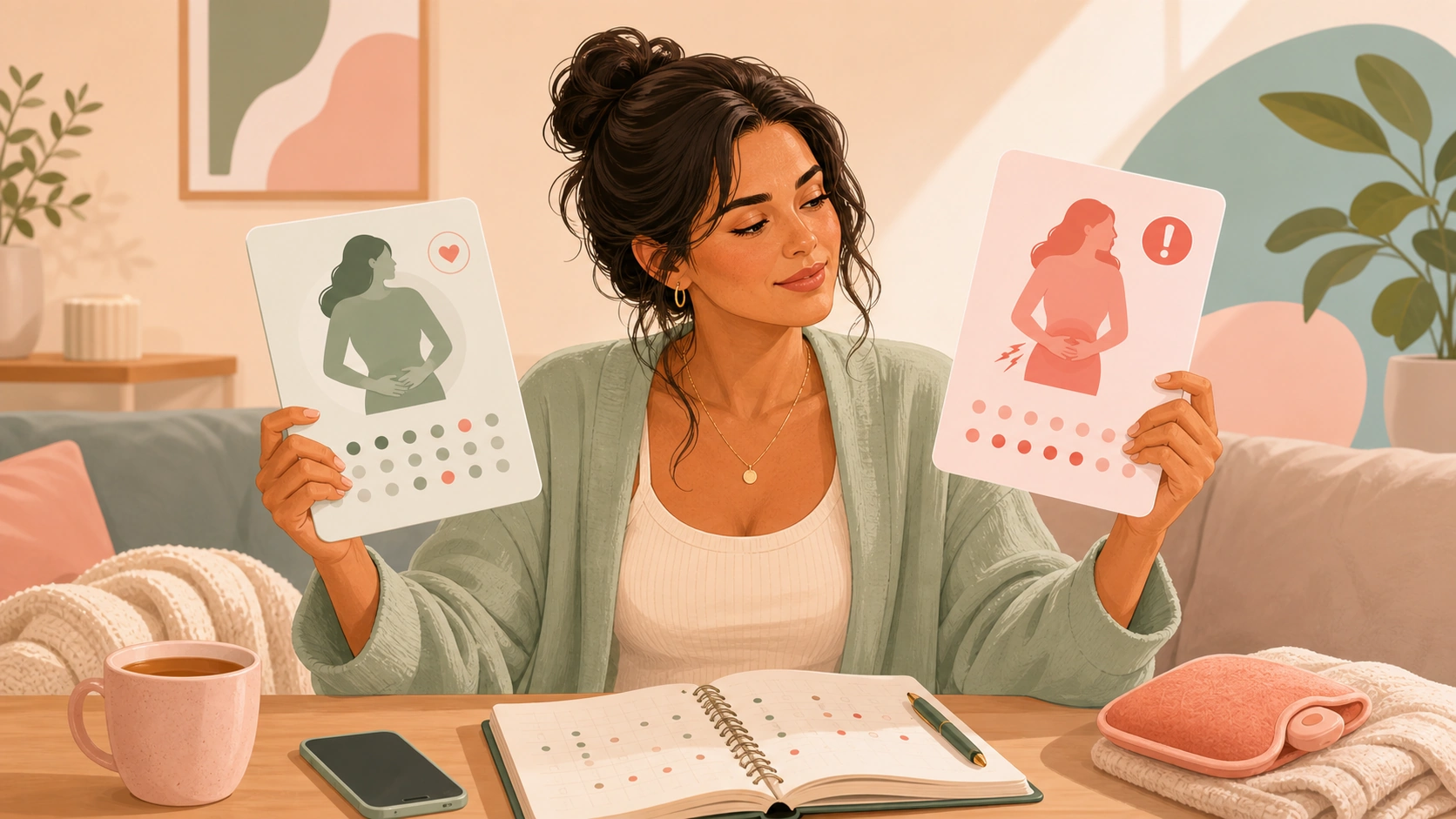FlowHer article illustration: common types of period pain