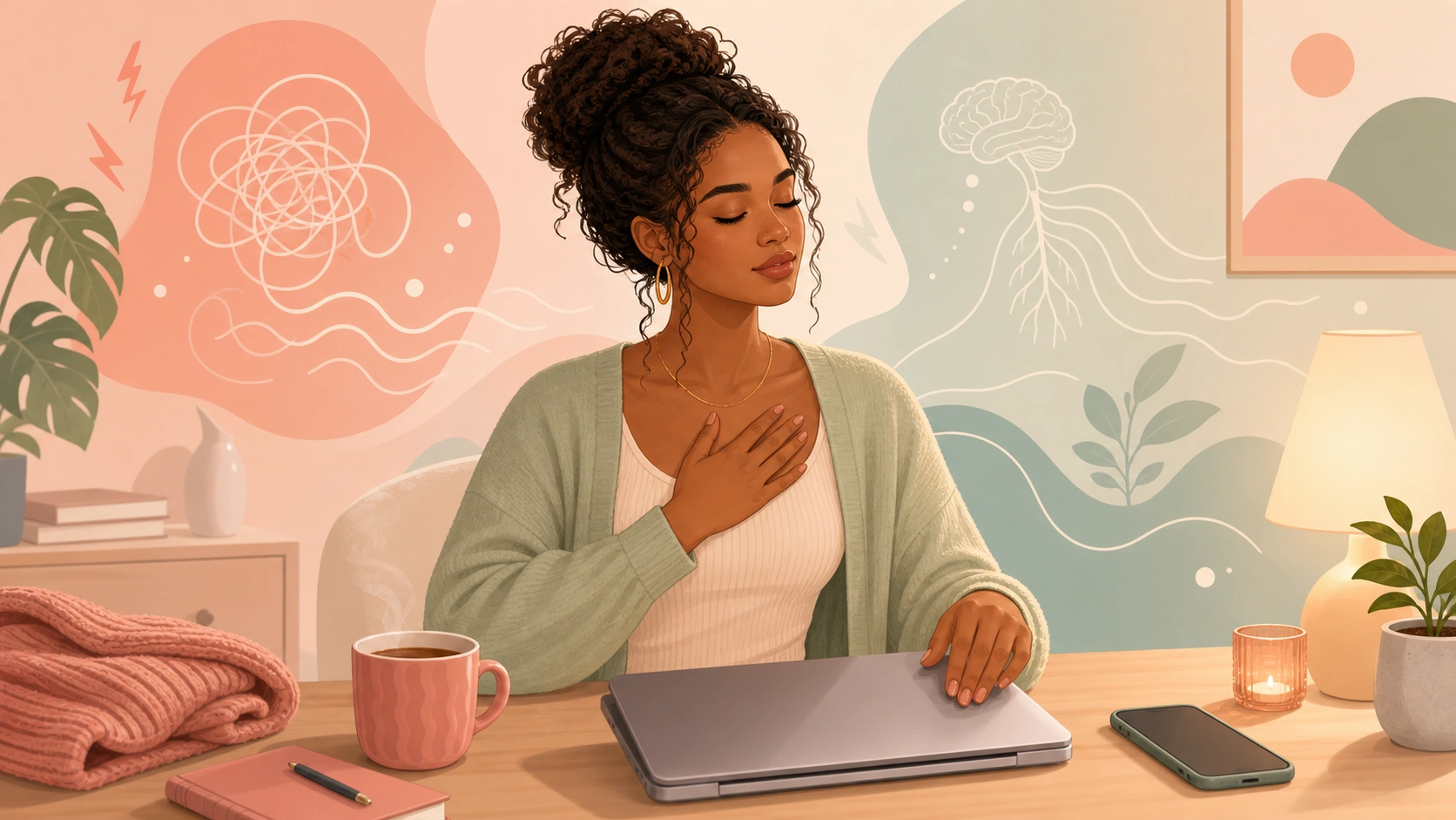FlowHer article illustration: how stress amplifies pain