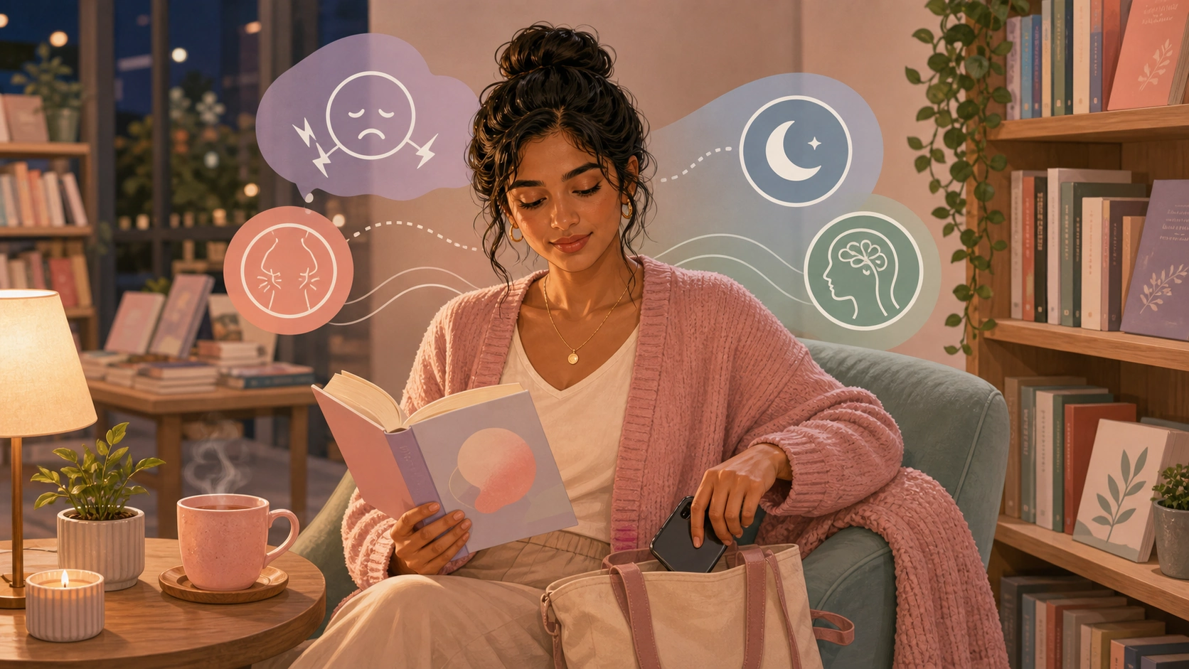 FlowHer article illustration: sleep, pain sensitivity, and menstrual comfort